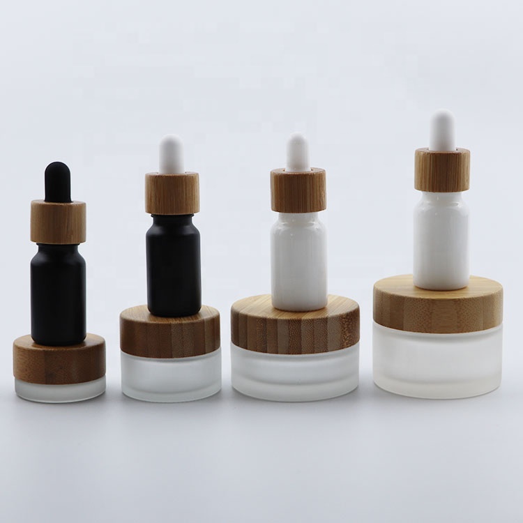 high quality luxury cream jar 5 10 15 20 30 50 60 100g frosted glass jar with real bamboo cap