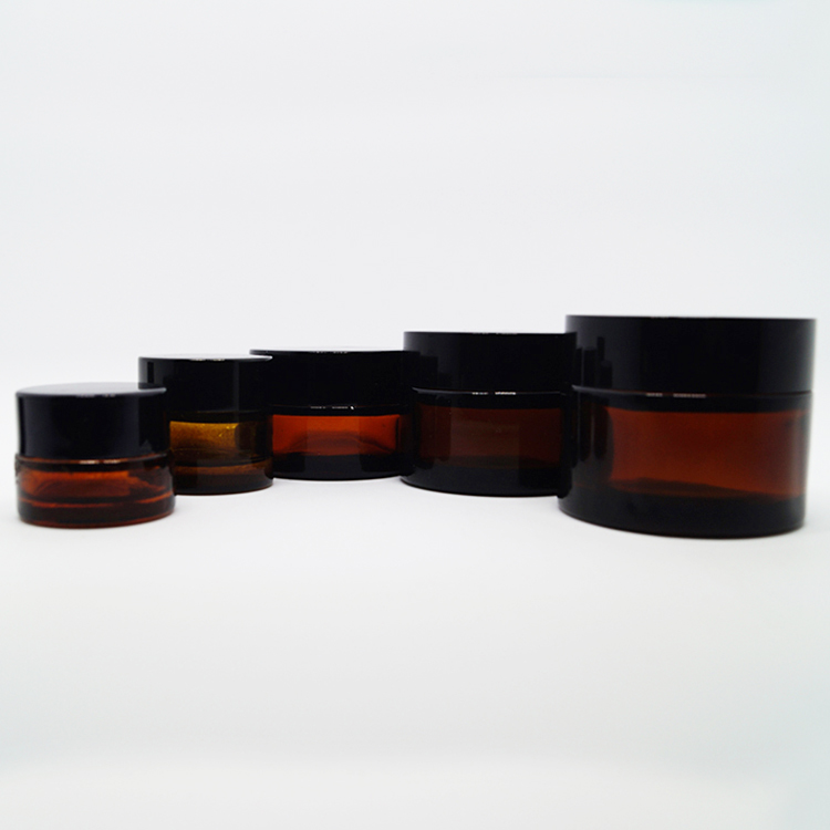 high quality luxury glass cosmetic jars 5ml 10ml 20ml 30ml 50ml 100ml 15g gold foil hot stamping amber frosted glass cream jar