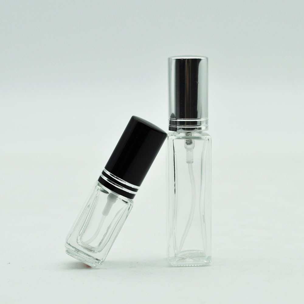 high quality luxury square perfume clear glass bottle 15ml 30ml with rose gold pump