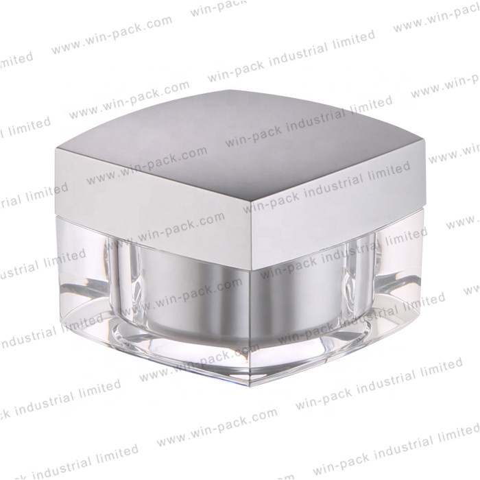 high quality new cosmetic packaging square purple color 5g 30g 50g acrylic cream jar
