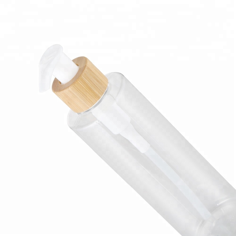 high quality new design empty 100ml 120ml plastic bamboo pump body lotion bottle
