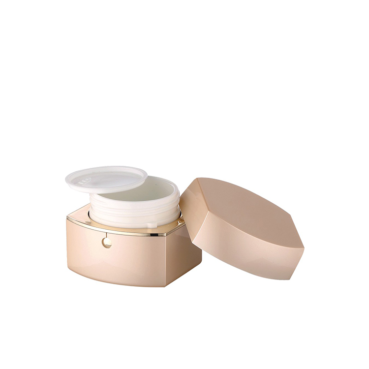 high quality pink square 30g 50g acrylic cream lotion jar with matte rose gold lid