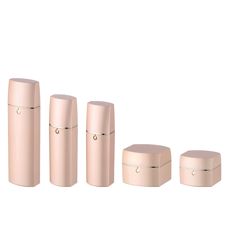 high quality pink square 30g 50g acrylic cream lotion jar with matte rose gold lid