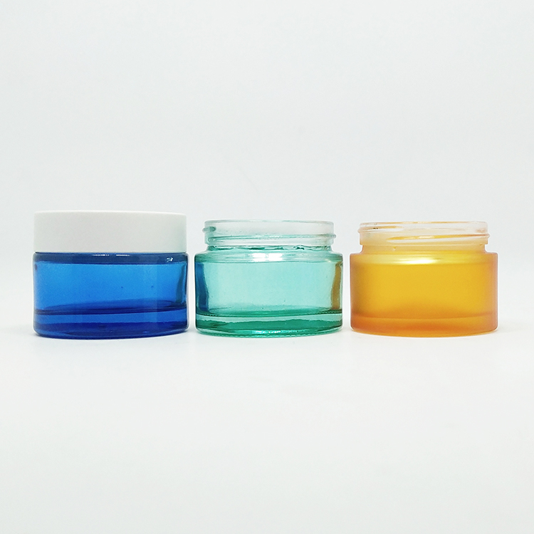 high quality popular 50ml cosmetic cream jars 5g 10g 20g 30g 50g 100g matte blue purple gradient glass night face cream jar