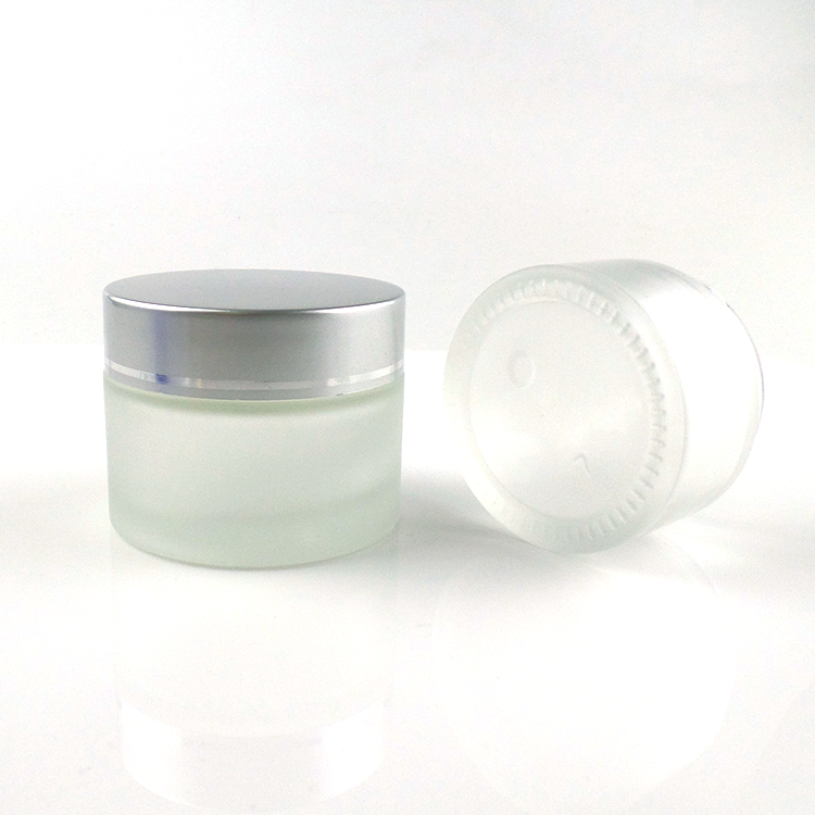 high quality screw cap face cream frosted glass jars and containers for cosmetic