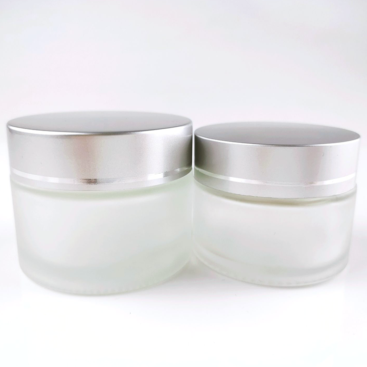 high quality screw cap face cream frosted glass jars and containers for cosmetic