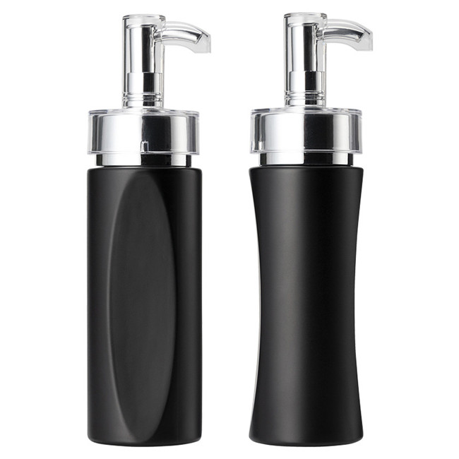 high quality skin care cosmetic packaging black cosmetic glass bottle and jar luxury cosmetic packaging set