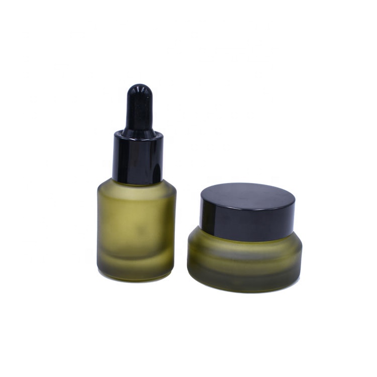 high quality small size frosted green color 0.5oz15g 15 ml cosmetic skin care concentrate cream jars glass