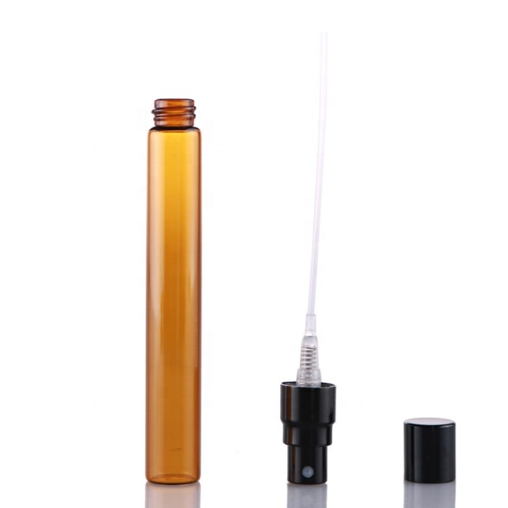 high quality small travel tube bottle 10ml amber mini perfume bottles 10 ml spray mist atomizer glass bottle