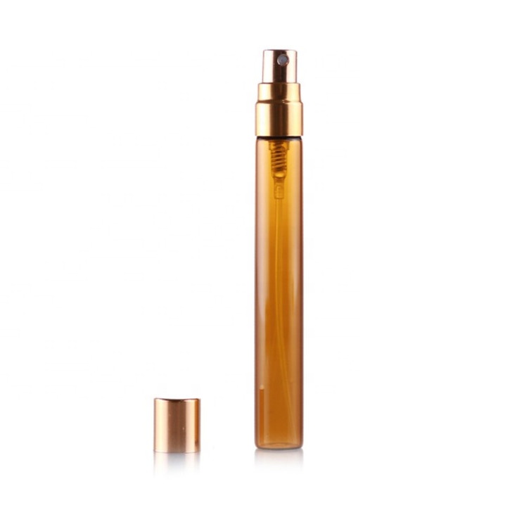 high quality small travel tube bottle 10ml amber mini perfume bottles 10 ml spray mist atomizer glass bottle