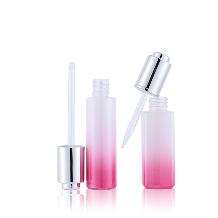 high quality square glass pink and white 120ml essence facial toner bottle biodegradable bottles for cosmetics