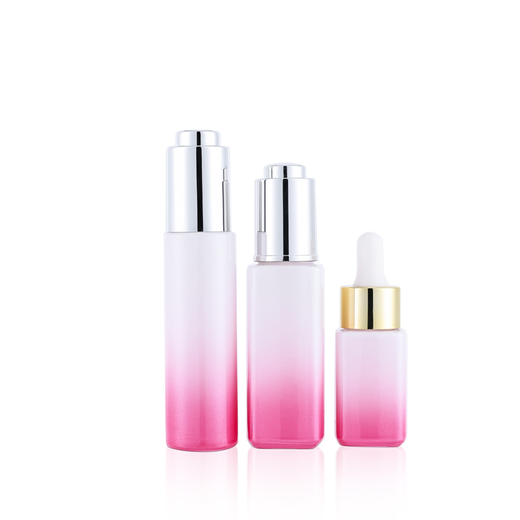 high quality square glass pink and white 120ml essence facial toner bottle biodegradable bottles for cosmetics