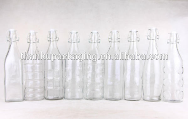 high quality swing top glass bottles 250ml 500ml 750ml 1000ml for beverage,water and spirit