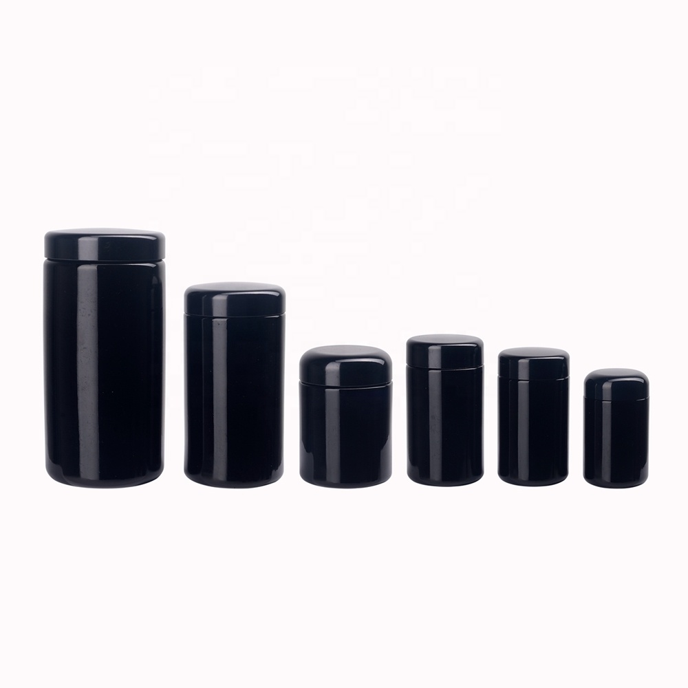 high quality tall glass container 100ml 150ml 200ml 250ml 500ml 1000 ml violet glass jar empty black glass storage jars