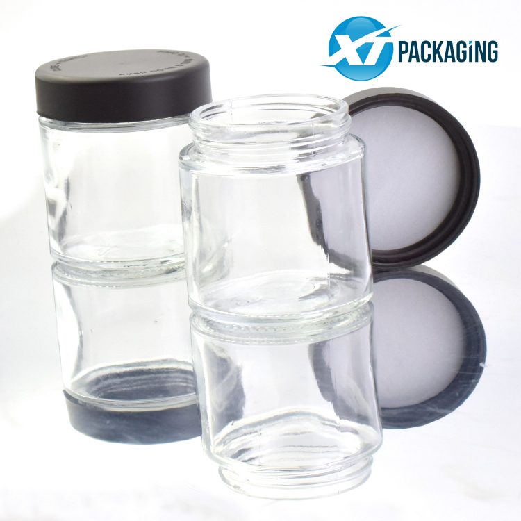 high quality transparent glass jars with child resistant lid cbd oil glass jar