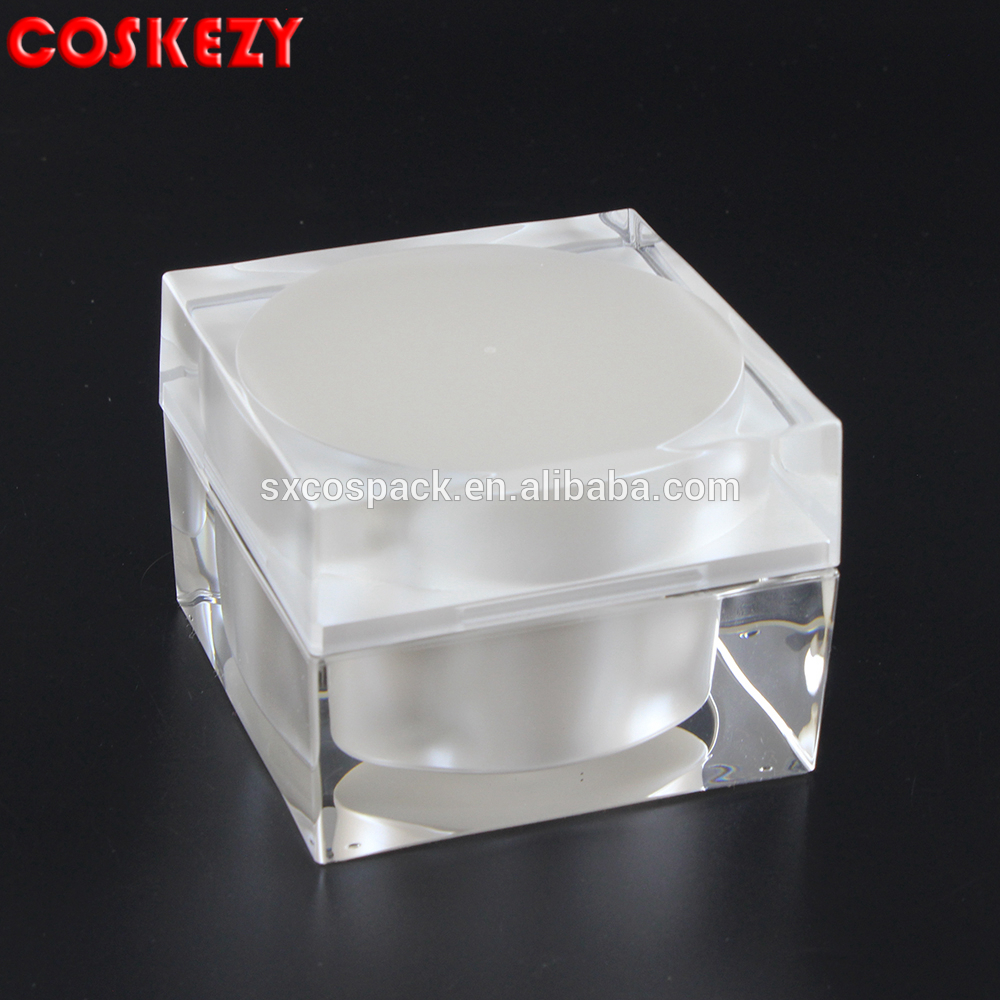 high quantity 30g white square shape plastic face cream jar, acrylic cosmetic container