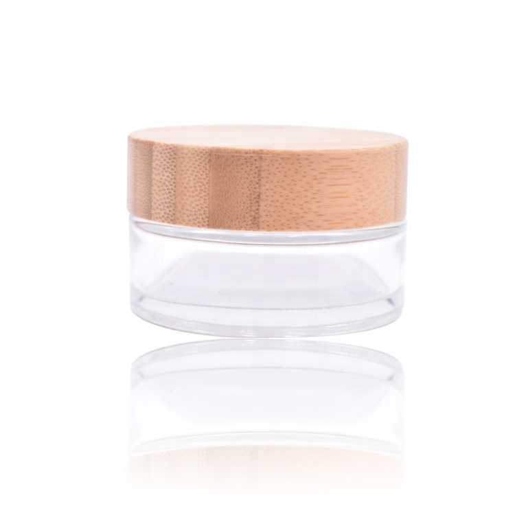 high temperature handling 1oz nature glass jar cosmetic, empty clear bamboo lid glass jar for cream