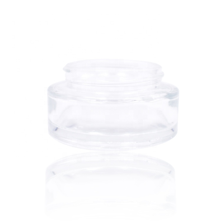 high temperature handling 1oz nature glass jar cosmetic, empty clear bamboo lid glass jar for cream