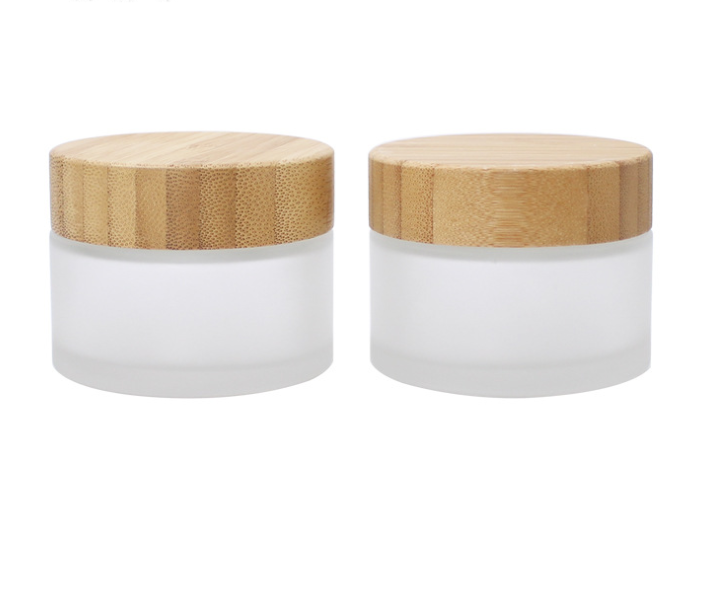 high temperature handling 1oz nature glass jar cosmetic, empty clear bamboo lid glass jar for cream