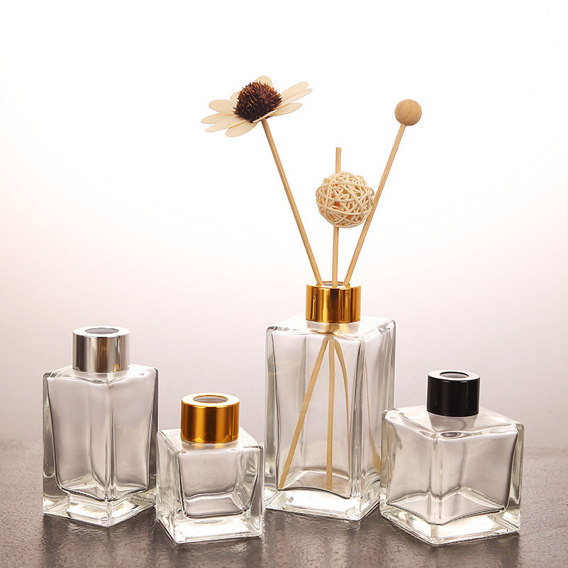 home glass clear empty essence fragrance bottle cosmetic bottle perfume aroma reed diffuser glass bottle with lid