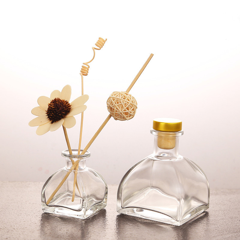 home glass clear empty essence fragrance bottle cosmetic bottle perfume aroma reed diffuser glass bottle with lid