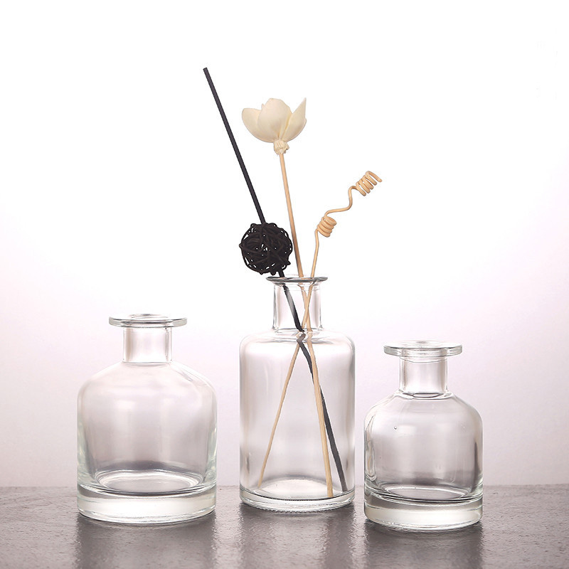 home glass clear empty essence fragrance bottle cosmetic bottle perfume aroma reed diffuser glass bottle with lid