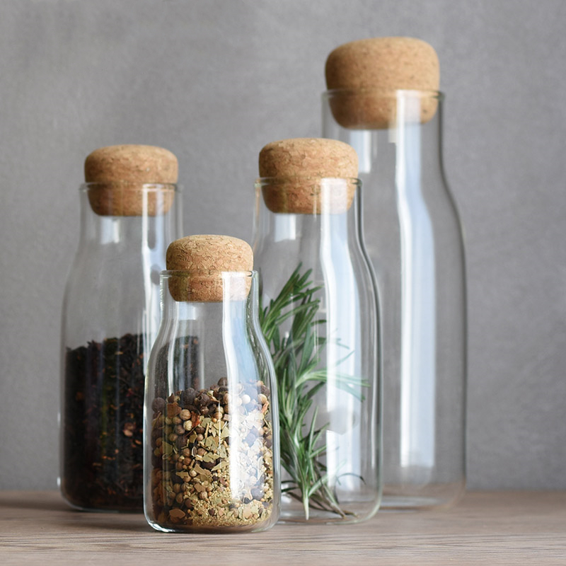 home storage kitchen with a lid for spice glass jars nut jars with cork lid