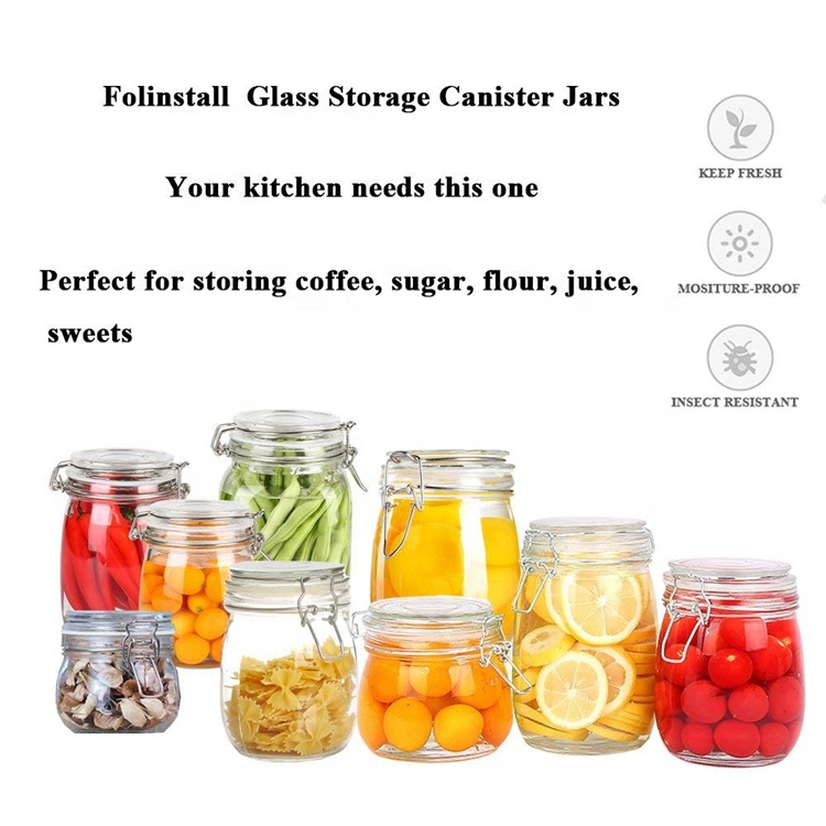 honey jam glass storage sealed jar with flip top cap glass storage jars