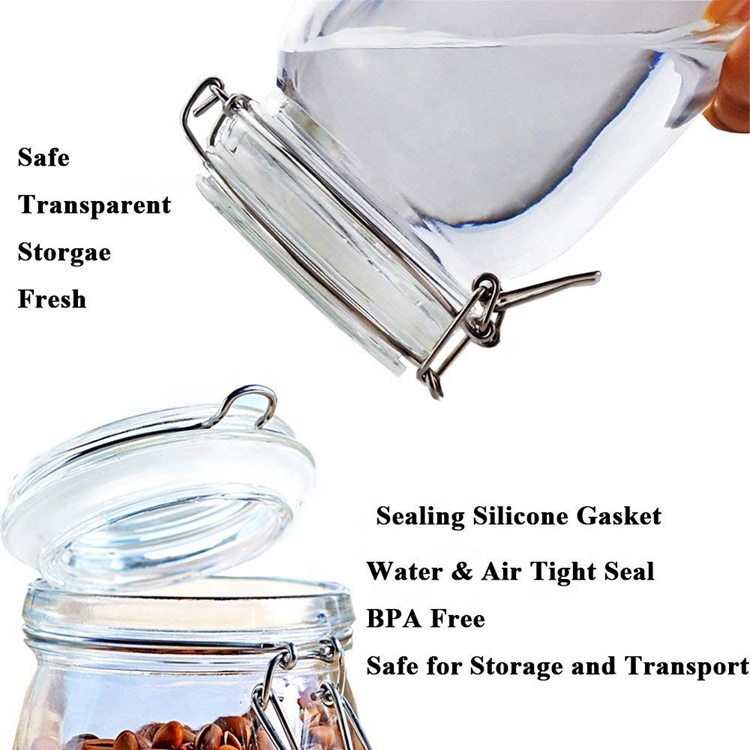 honey jam glass storage sealed jar with flip top cap glass storage jars