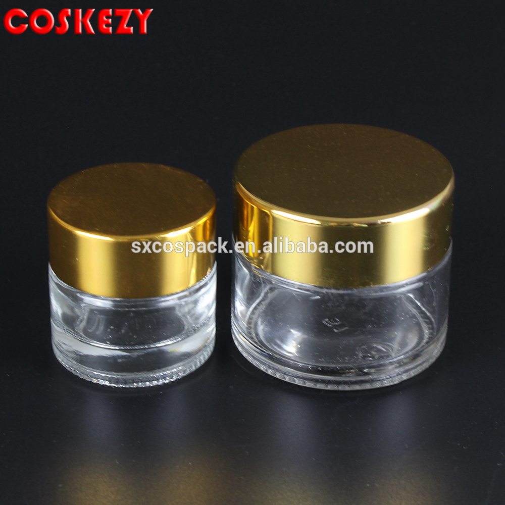 hot 100g clear glass cream jar facial mask container, emty glass bottle cream cosmetic packaging with lid