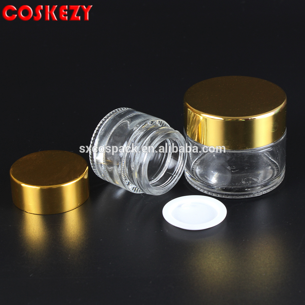 hot 100g clear glass cream jar facial mask container, emty glass bottle cream cosmetic packaging with lid