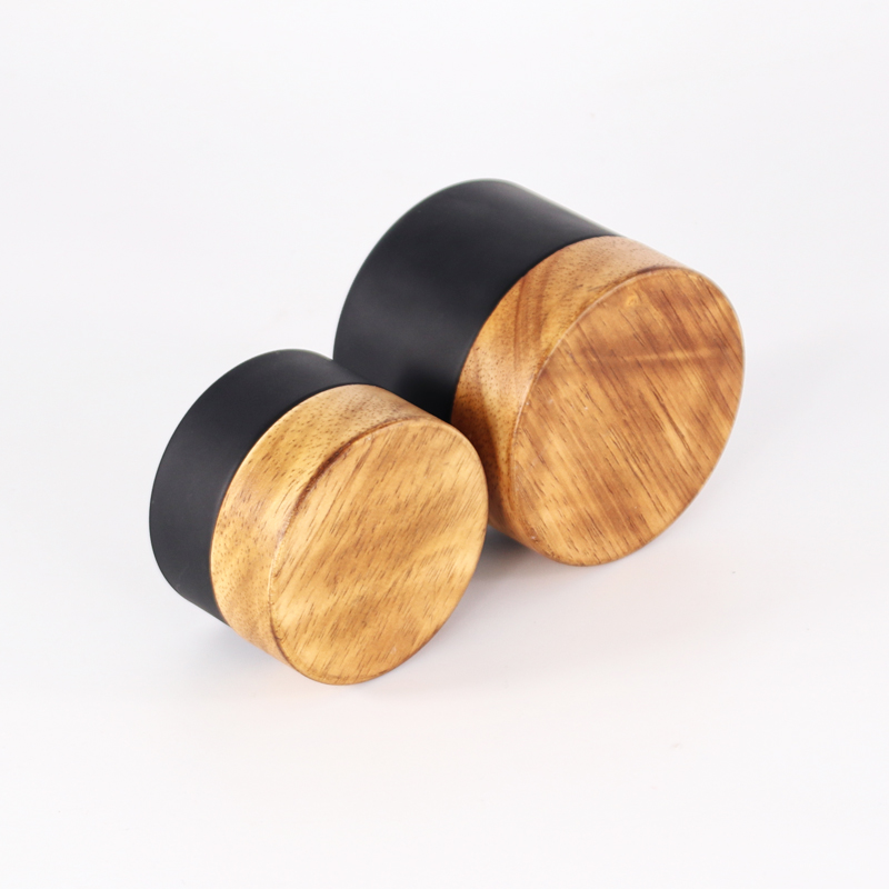 hot concentrate matte black skin beauty wood cover bamboo no plastic white matte lotion bottle cosmetic face cream glass jar