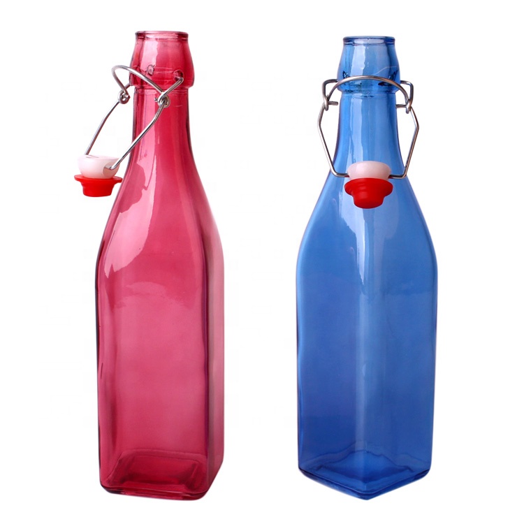 hot design colored 500ml glass beer bottle with lid