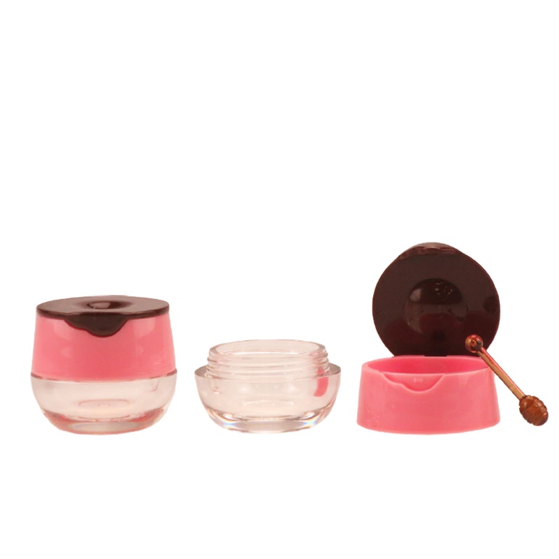 hot empty makeup packaging pink two layers cute lovely cosmetic lip cream jar with plastic beauty stick for women