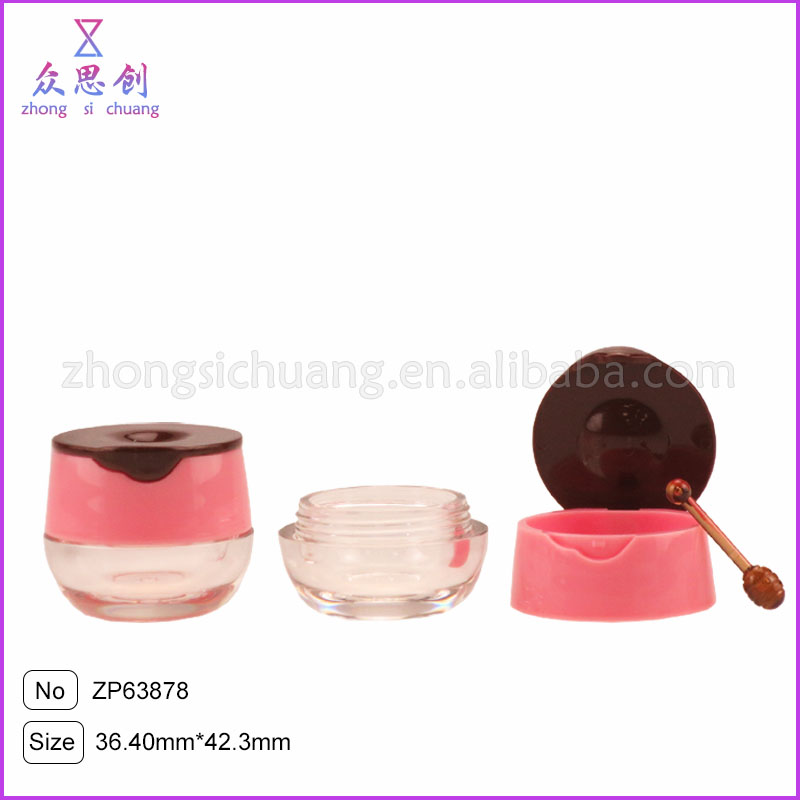 hot empty makeup packaging pink two layers cute lovely cosmetic lip cream jar with plastic beauty stick for women