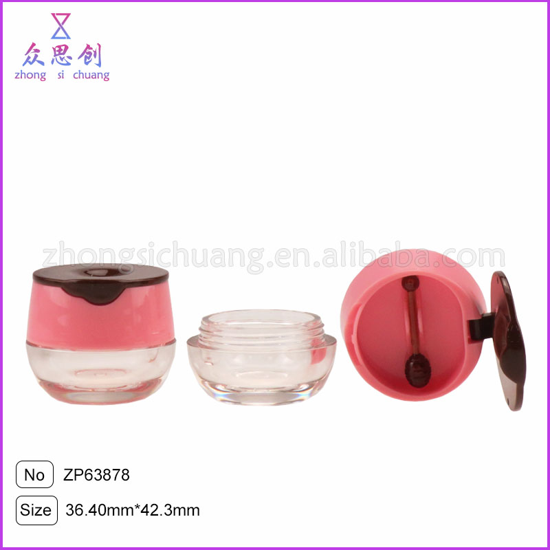 hot empty makeup packaging pink two layers cute lovely cosmetic lip cream jar with plastic beauty stick for women