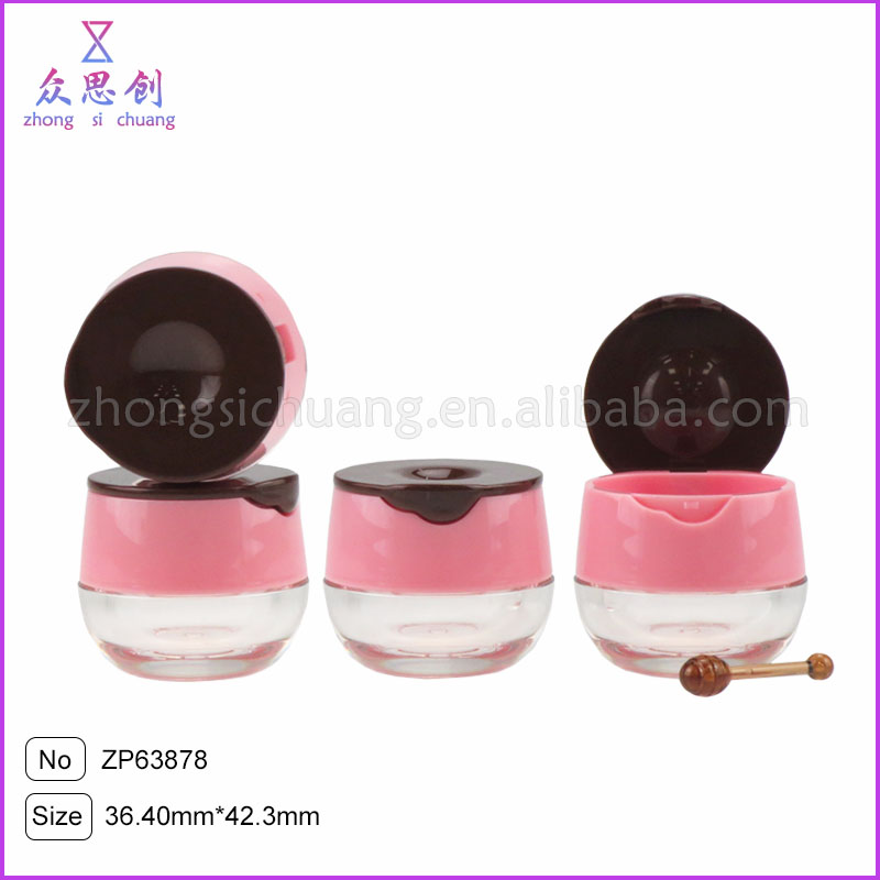 hot empty makeup packaging pink two layers cute lovely cosmetic lip cream jar with plastic beauty stick for women