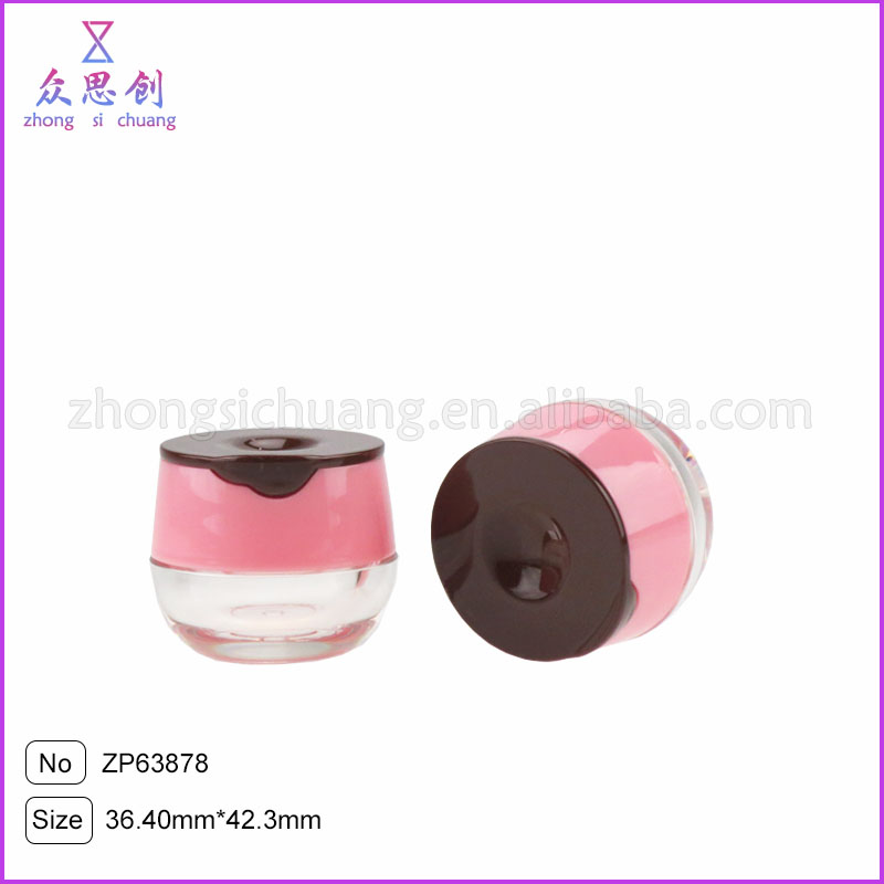 hot empty makeup packaging pink two layers cute lovely cosmetic lip cream jar with plastic beauty stick for women