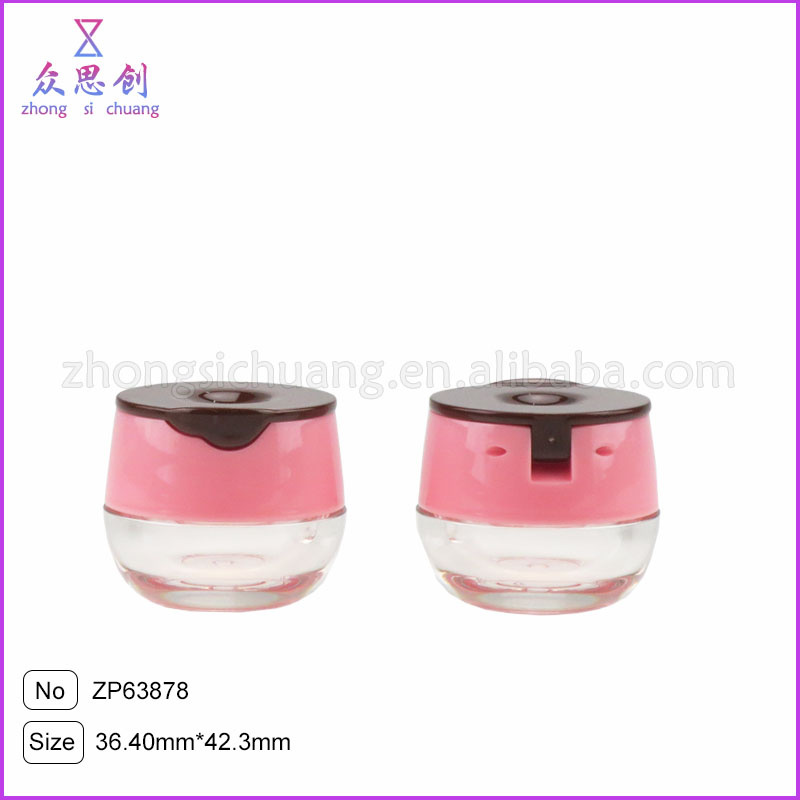 hot empty makeup packaging pink two layers cute lovely cosmetic lip cream jar with plastic beauty stick for women