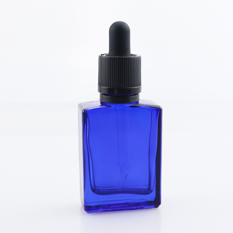 hot matte black color rectangular glass bottles 30ml square glass dropper bottles for e liquid with bottle packaging