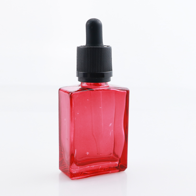 hot matte black color rectangular glass bottles 30ml square glass dropper bottles for e liquid with bottle packaging
