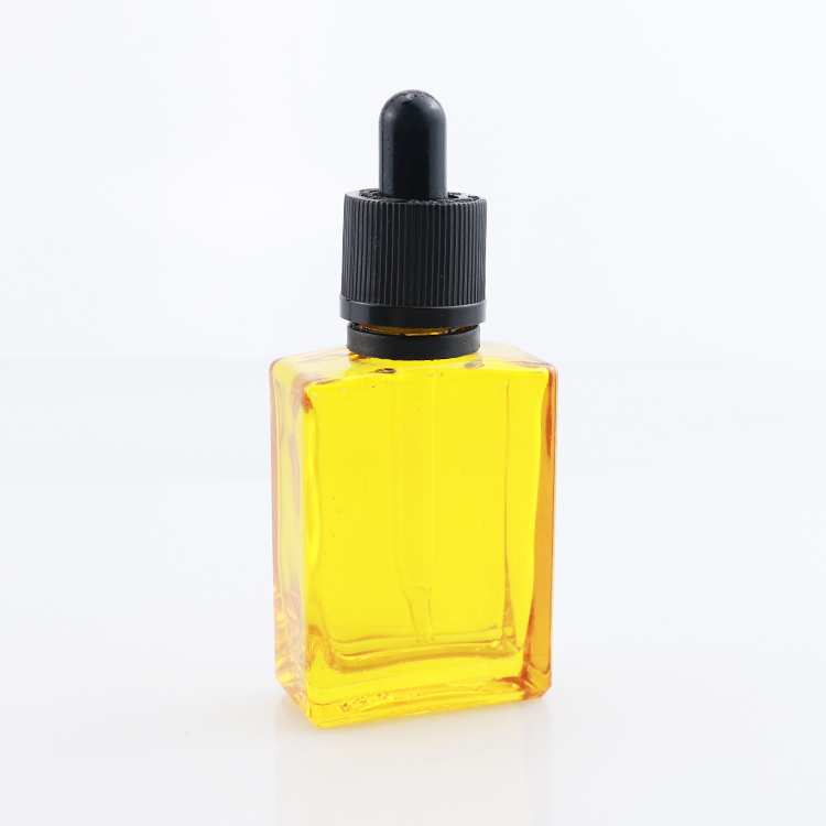hot matte black color rectangular glass bottles 30ml square glass dropper bottles for e liquid with bottle packaging