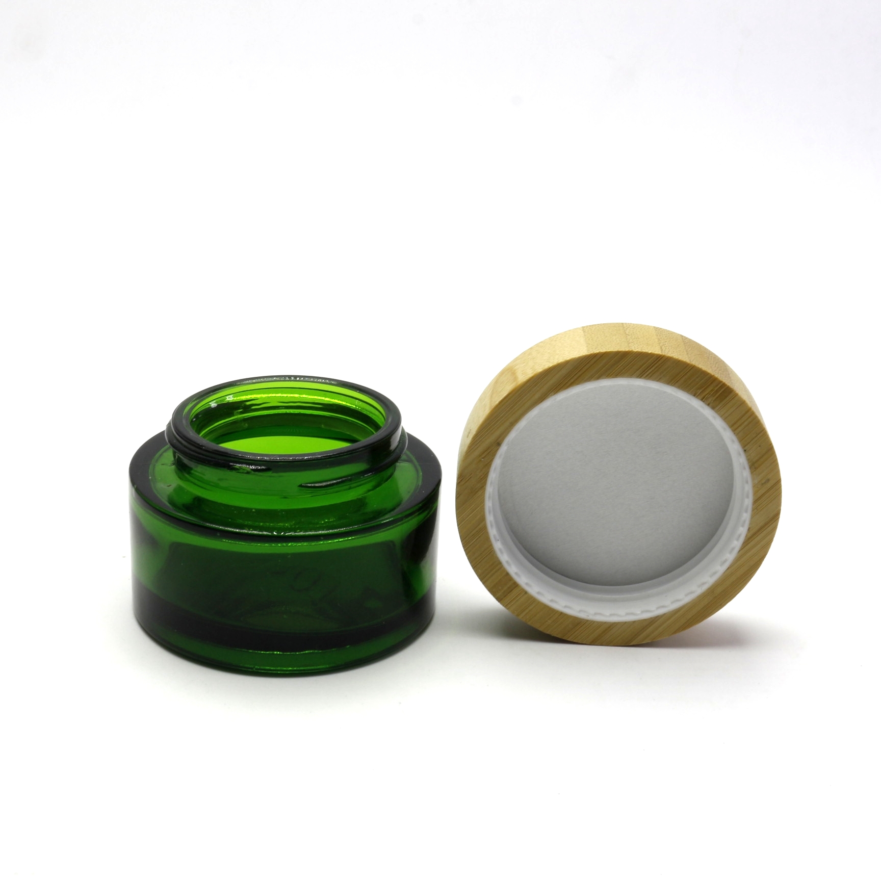 hot product glass eye face cream jar with wooden lid BJ-191R