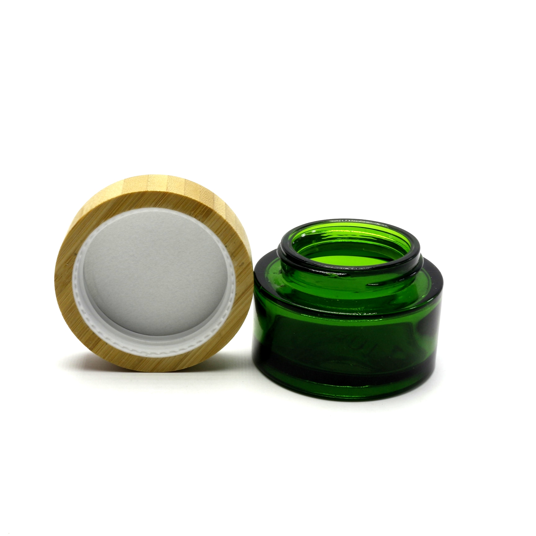 hot product glass eye face cream jar with wooden lid BJ-191R