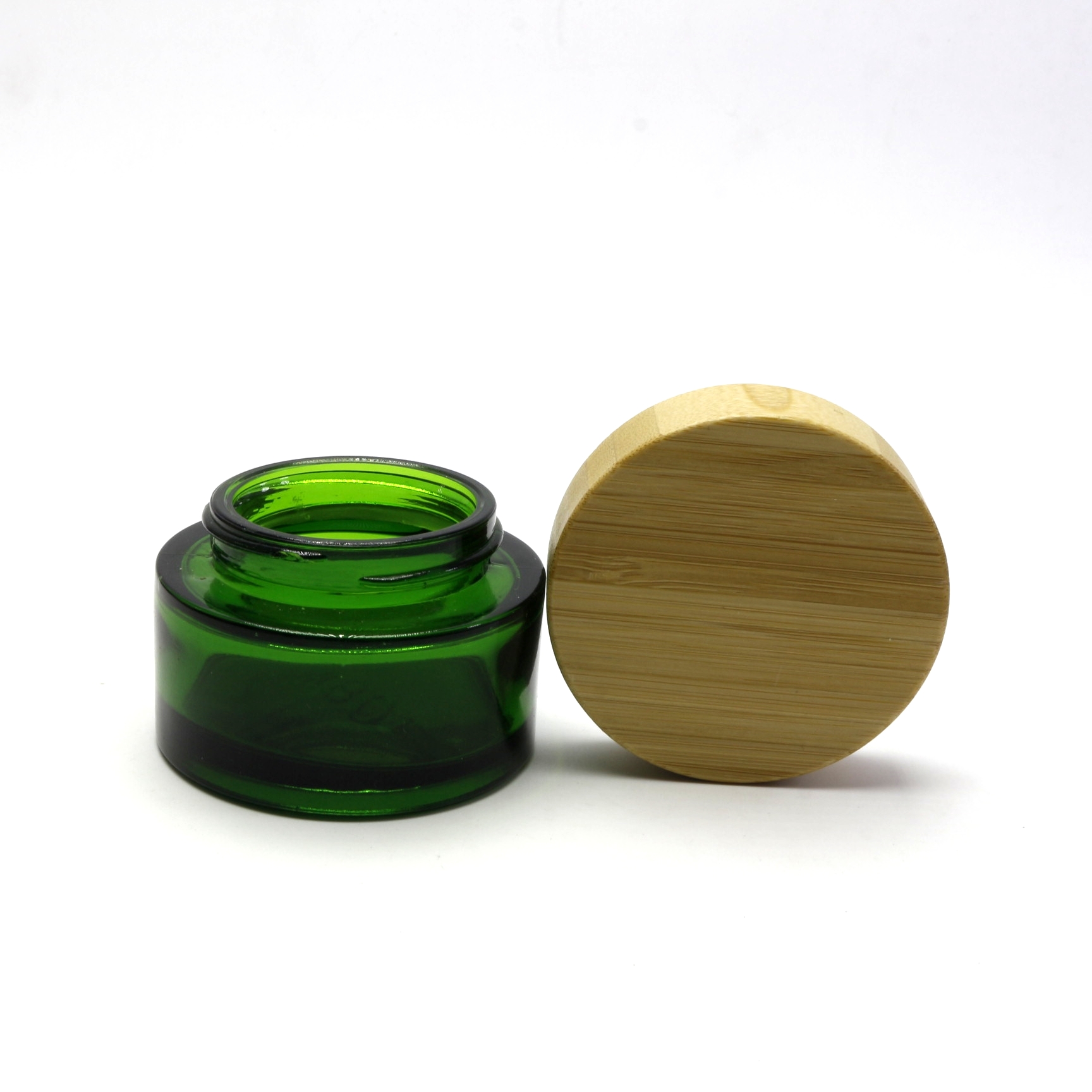 hot product glass eye face cream jar with wooden lid BJ-191R