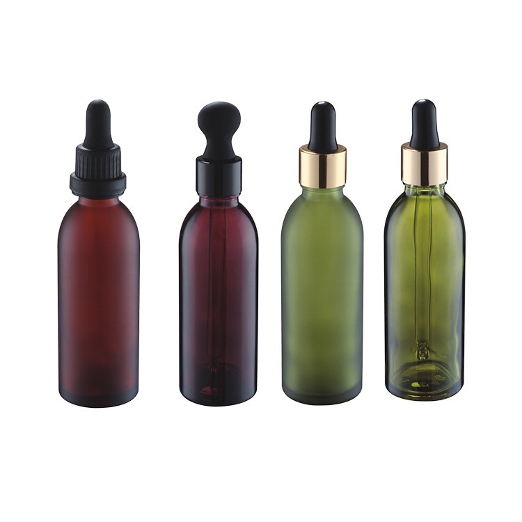 hot products 60ml high end beautiful cosmetic red frosted dropper glass bottle green dropper bottle for essential oil perfume
