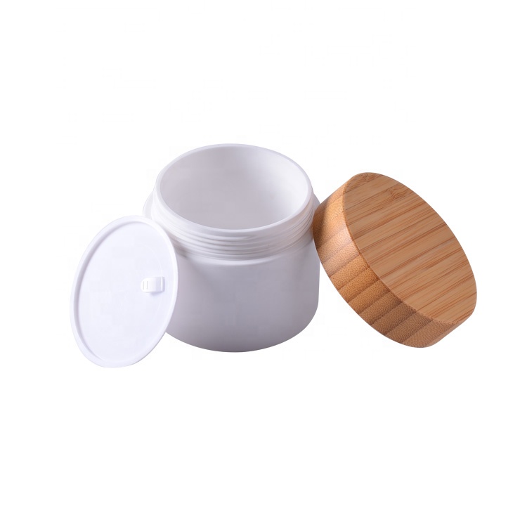 hot sale 100% nature food grade 5oz 150g cosmetic package plastic clay jar bamboo lid