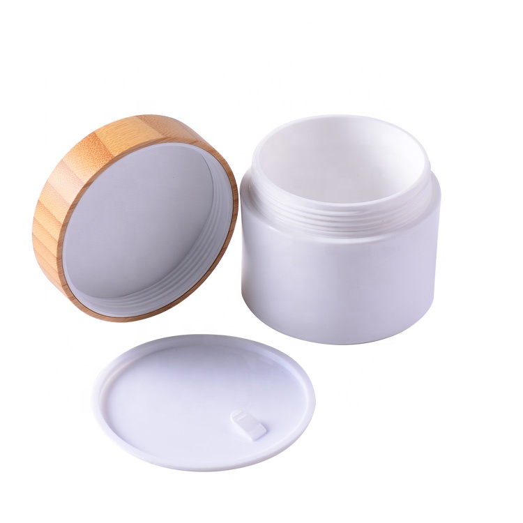 hot sale 100% nature food grade 5oz 150g cosmetic package plastic clay jar bamboo lid