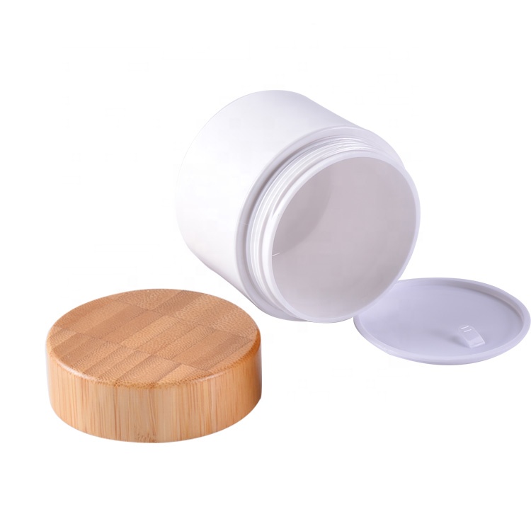 hot sale 100% nature food grade 5oz 150g cosmetic package plastic clay jar bamboo lid