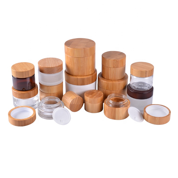 hot sale 100% nature food grade 5oz 150g cosmetic package plastic clay jar bamboo lid